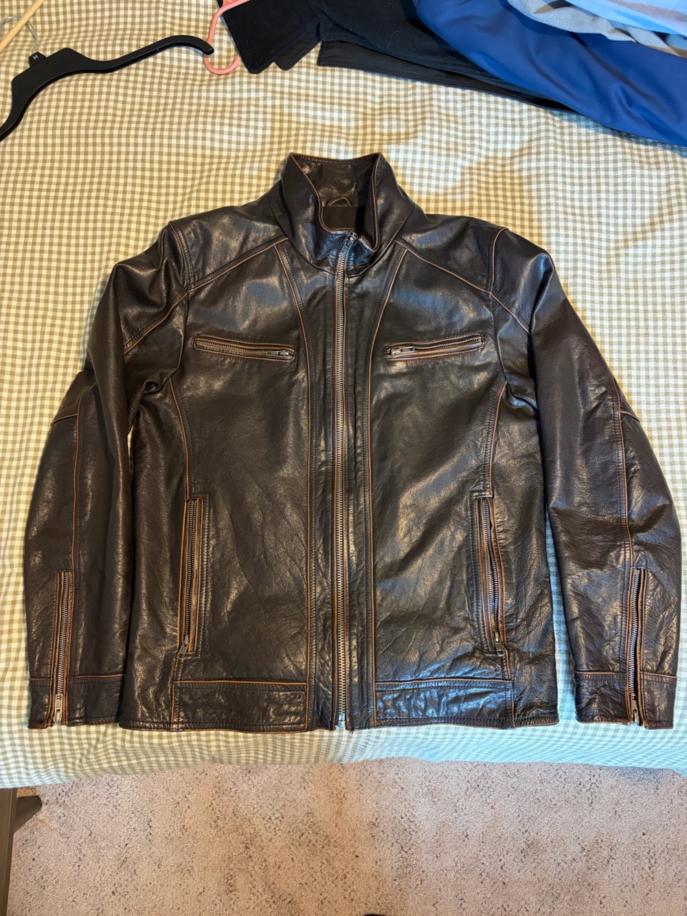 Black Rivet Dark Brown Leather Zip-Front Jacket